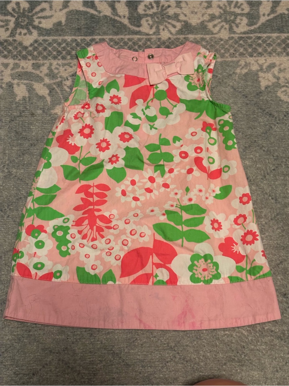Gymboree Toddler Pink Floral Sleeveless Dress with Green Accents